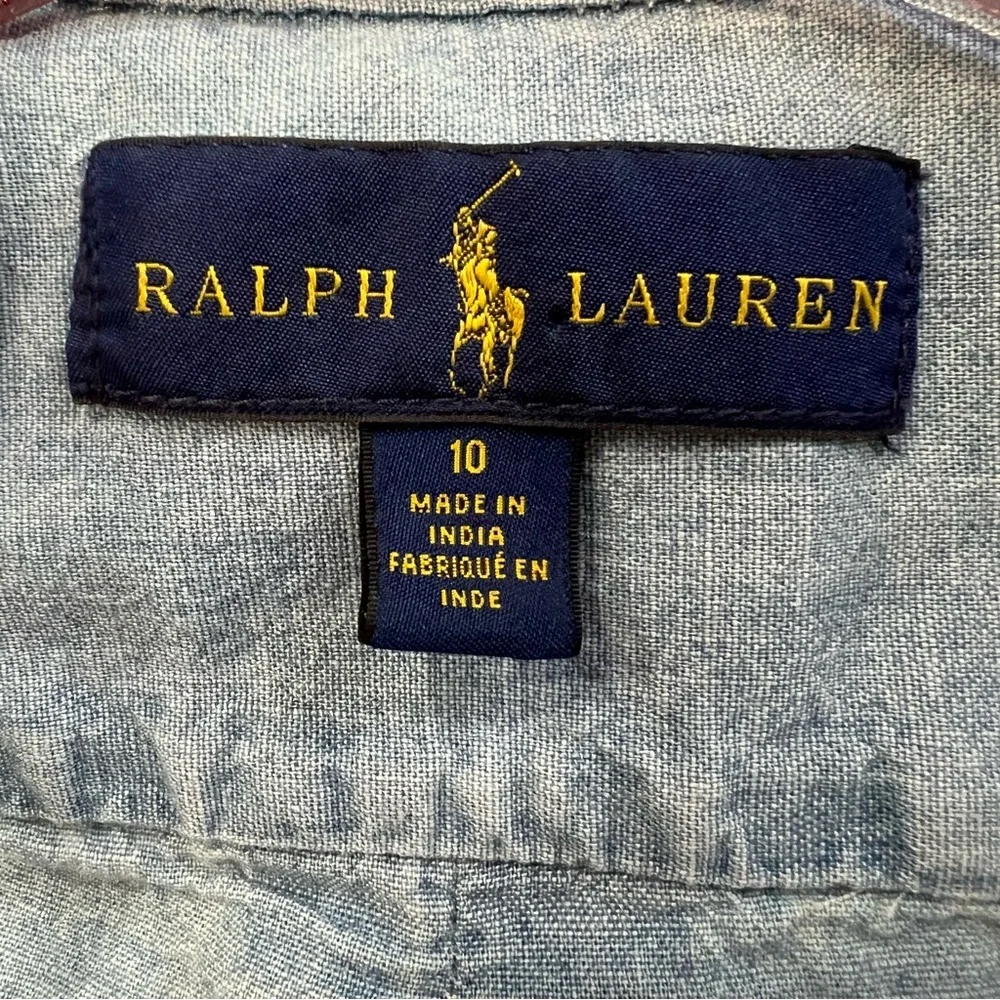 Ralph Lauren boy button up denim shirt size 10‎